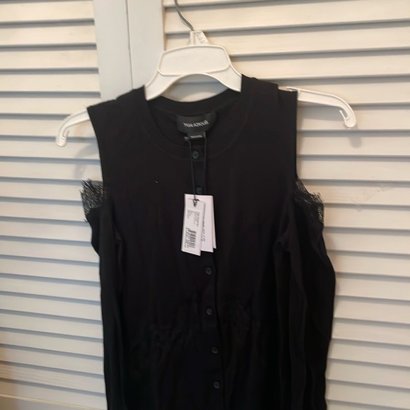 NWT Yigal Azeoel cold shoulder sweater button down cashmere/lase delicate thin - Picture 1 of 9